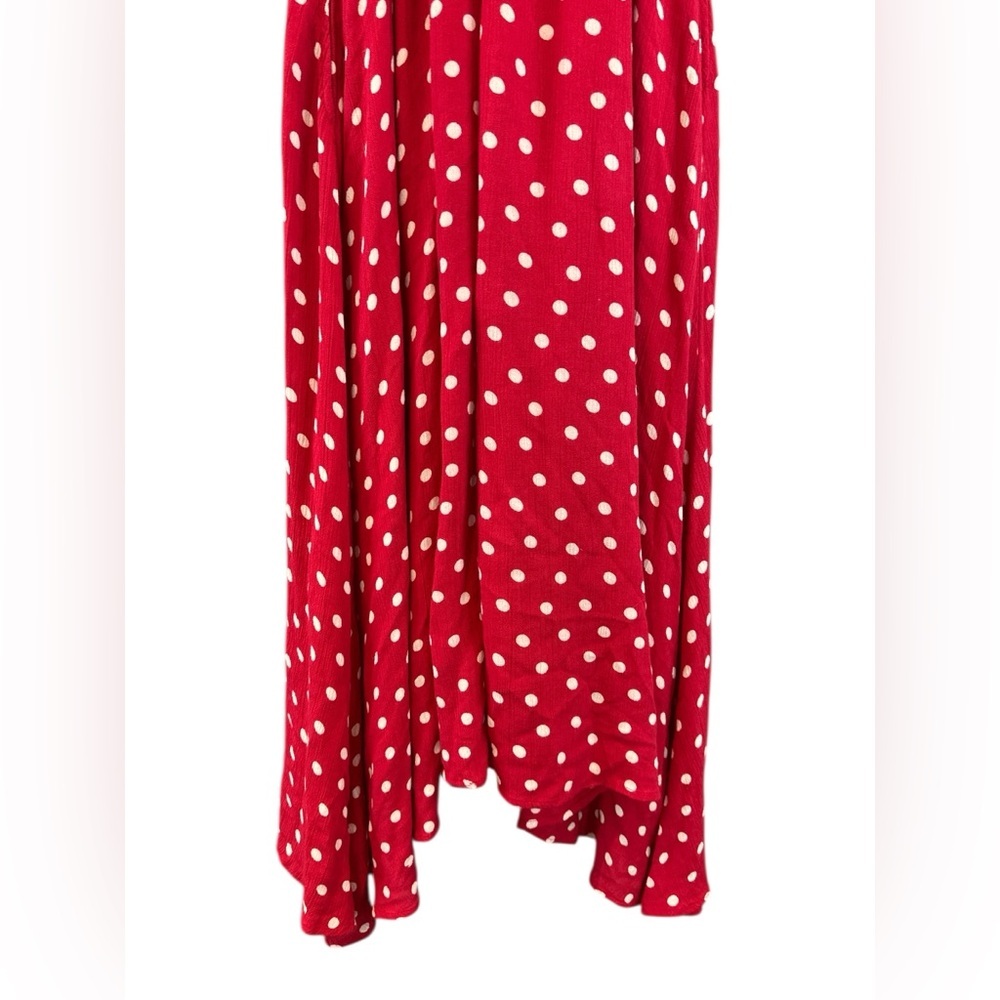 Free People Butterflies Smocked Midi Dress in Red Polka Dot - Picture 10 of 14
